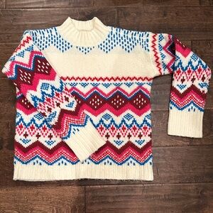 LOFT Multicolor Patterned Turtleneck Sweater